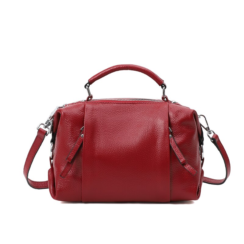Zency Women's Genuine Leather Bag Simple High Quality Tote Bag Small Vintage Boston Handbag Female Shoulder Bags 2023 Crossbody