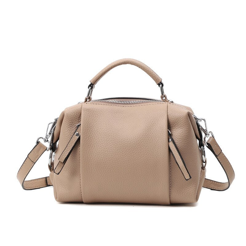Zency Women's Genuine Leather Bag Simple High Quality Tote Bag Small Vintage Boston Handbag Female Shoulder Bags 2023 Crossbody