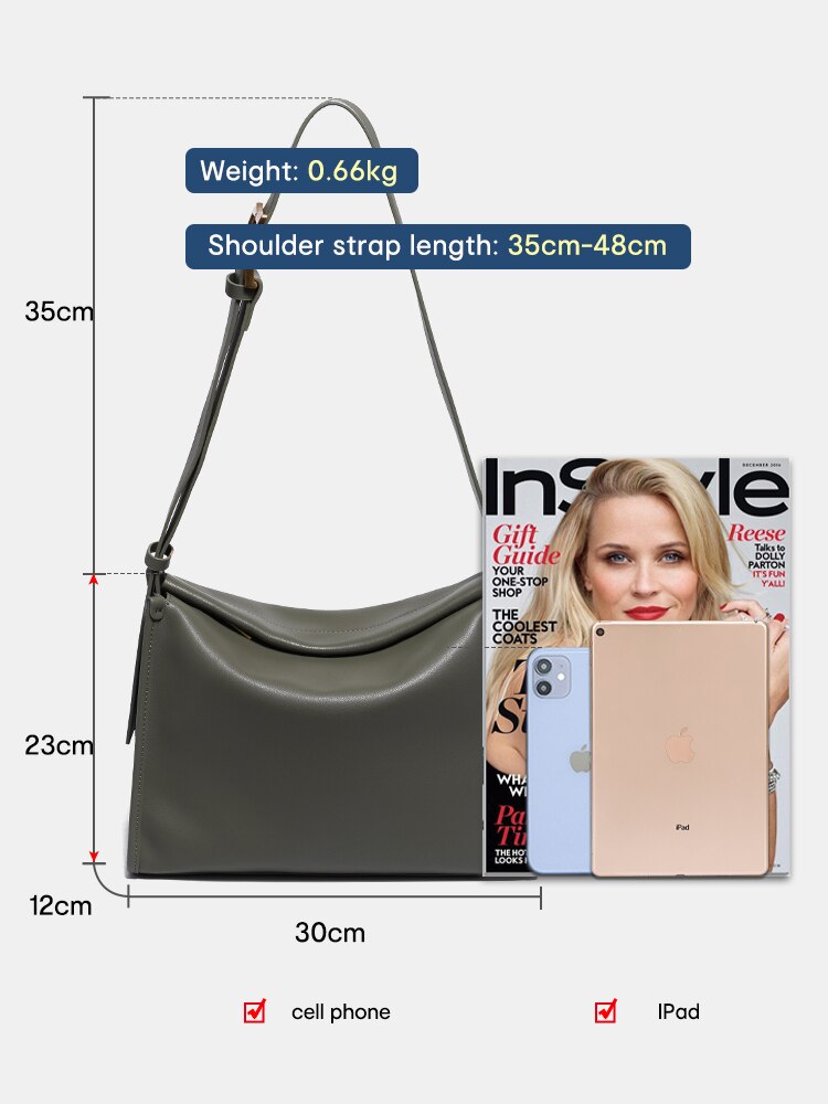 Zency Women's Handbags Soft Leather Crossbody Bag Satchel Large Capacity Pocket Designer With Adjustable Strap Trendy For Work Bag