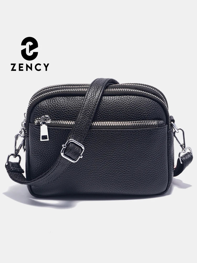 Zency Women's Small Zip Crossbody Bag Genuine Leather Messenger Bag