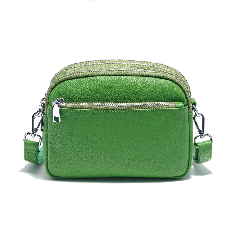 Zency Women's Small Zip Crossbody Bag Genuine Leather Messenger Bag