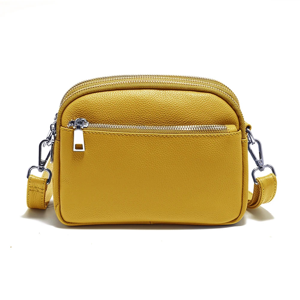 Zency Women's Small Zip Crossbody Bag Genuine Leather Messenger Bag