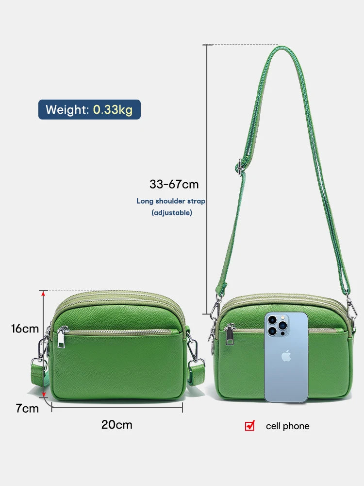 Zency Women's Small Zip Crossbody Bag Genuine Leather Messenger Bag