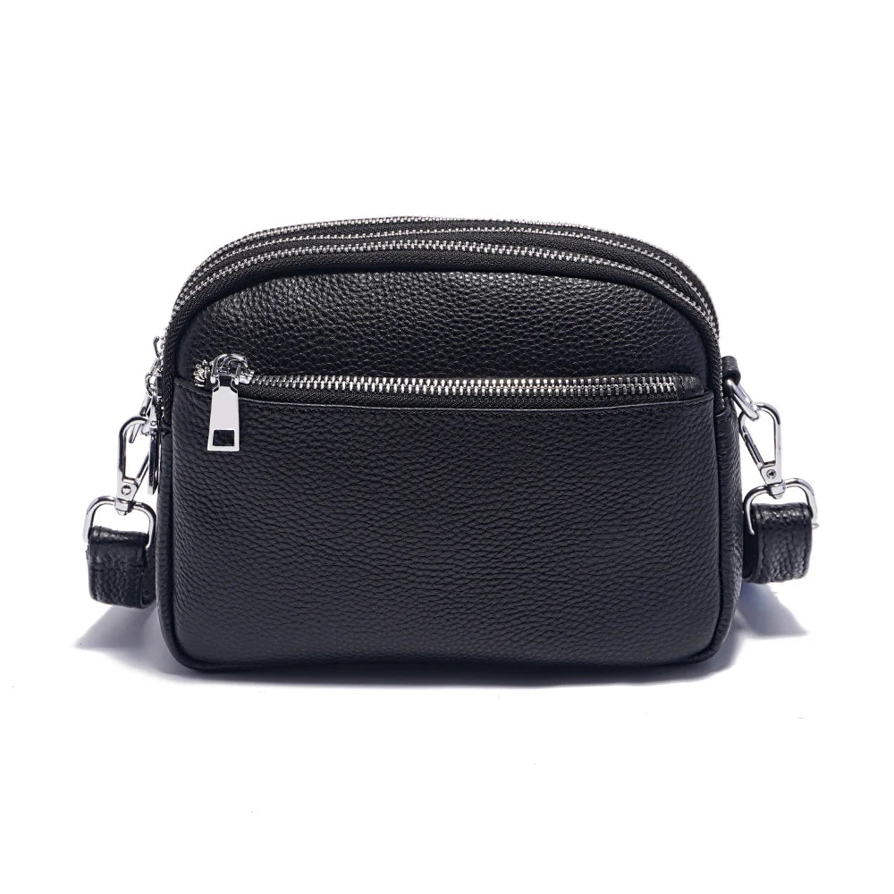 Zency Women's Small Zip Crossbody Bag Genuine Leather Messenger Bag