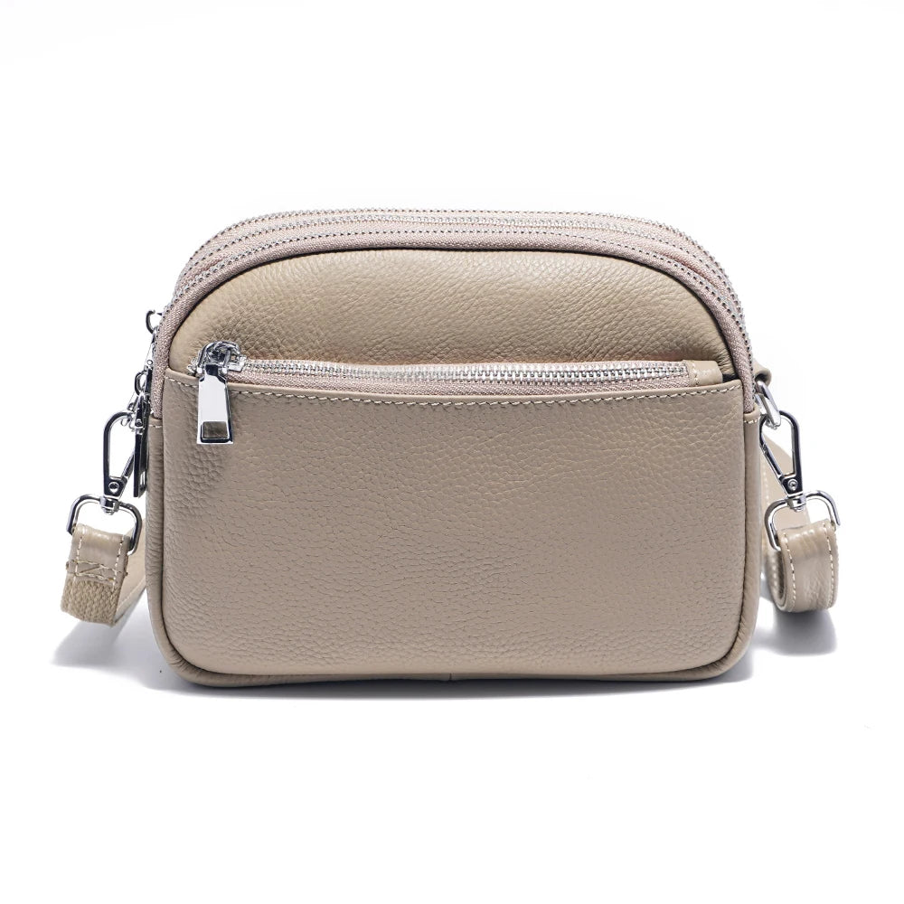 Zency Women's Small Zip Crossbody Bag Genuine Leather Messenger Bag