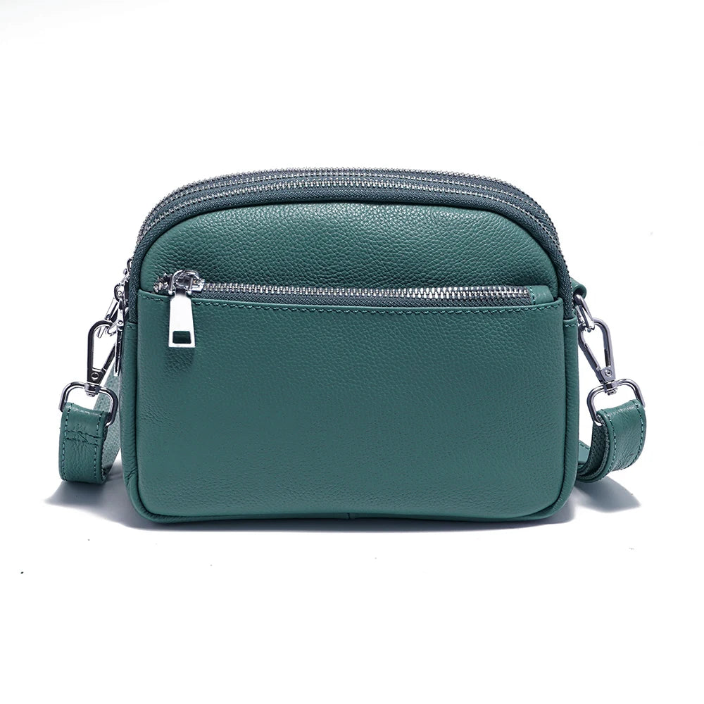 Zency Women's Small Zip Crossbody Bag Genuine Leather Messenger Bag