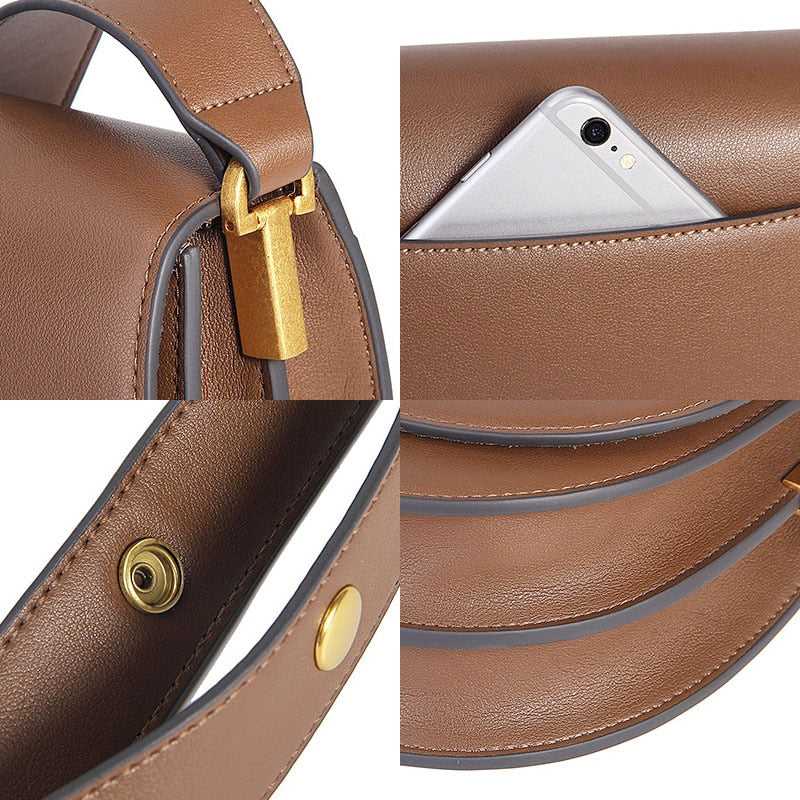 Zency Soft Cowhide Leather Retro Women Crossbody Bag High Quality Elegant Lady Shoulder Messenger Bags
