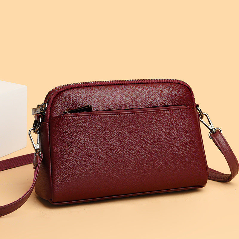 Zency Women's Single-Shoulder Crossbody Bag Versatile Soft Cowhide Leather