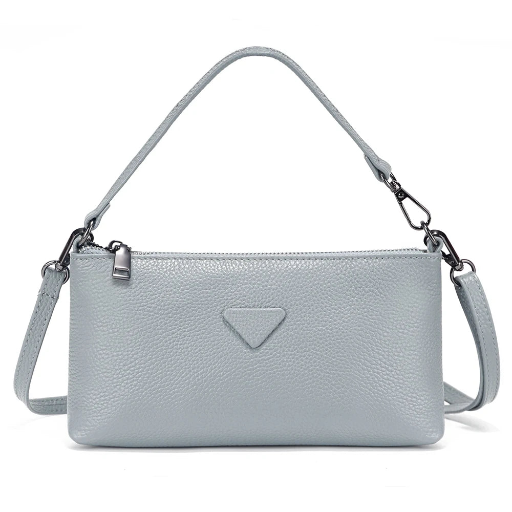 Zency Genuine Leather Cowhide Handbag Solid Color Shoulder Bag for Women