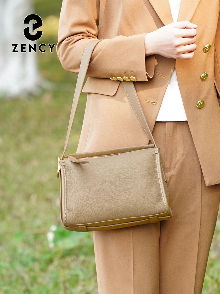 Zency Women Shoulder Bag Genuine Leather Large Minimalism  Bags for summer