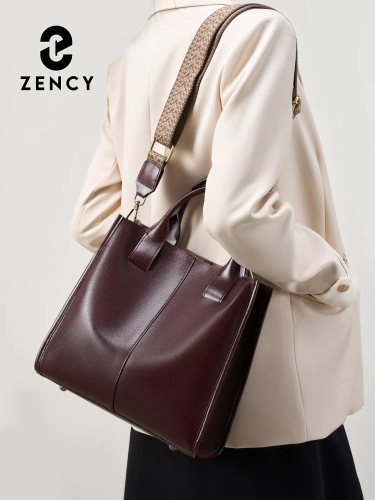 Zency Genuine Leather New Shoulder Bag Large Capacity Shopper Women Luxury Casual Handbag