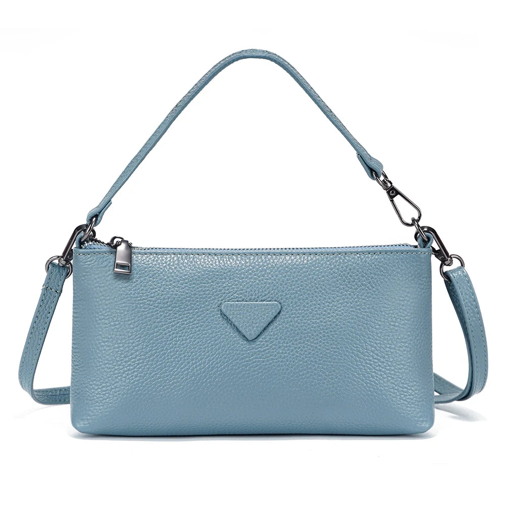 Zency Genuine Leather Cowhide Handbag Solid Color Shoulder Bag for Women