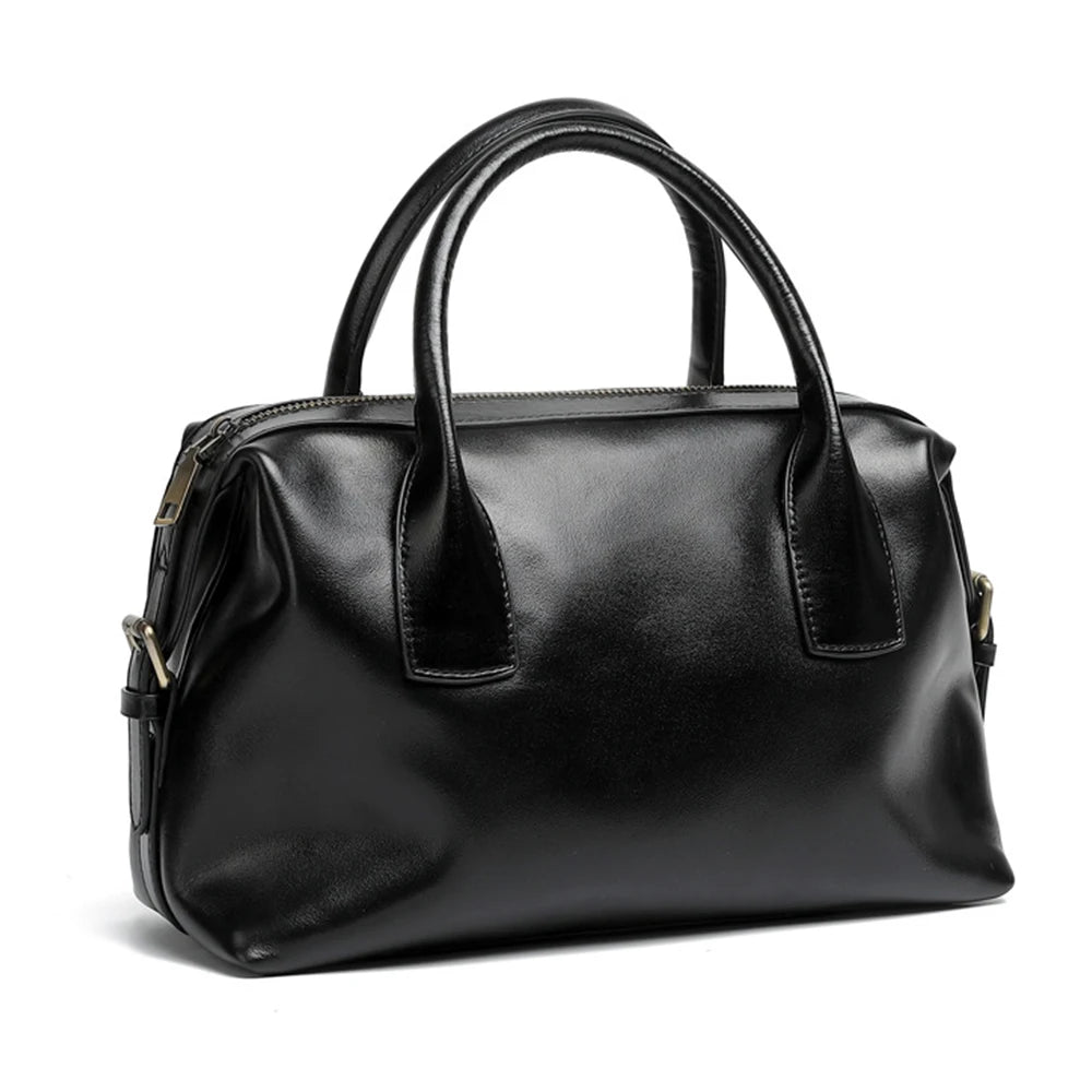 Zency Vintage Genuine Leather Top-handle Bag For Women Shoulder Handbag Crossbody