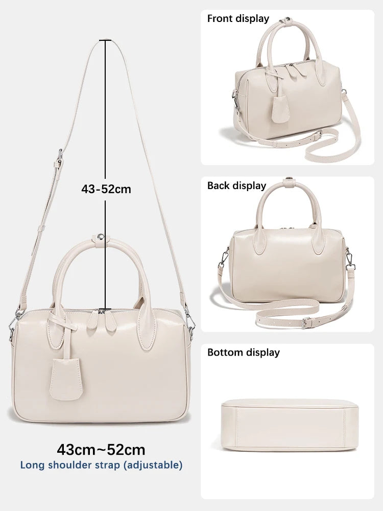 Zency Genuine Leather Vintage Designer Handbag For Women Large Capacity Shoulder Bag