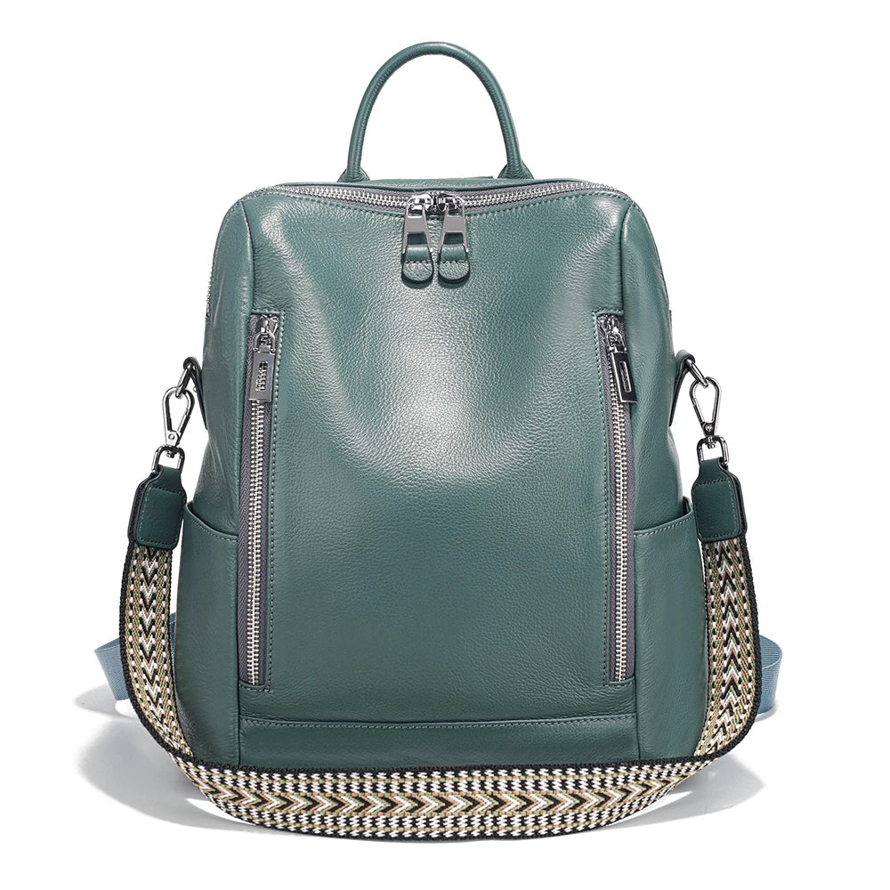 Zency Fashion Genuine Leather Backpack Convertible Shoulder Bag for Fall Winter