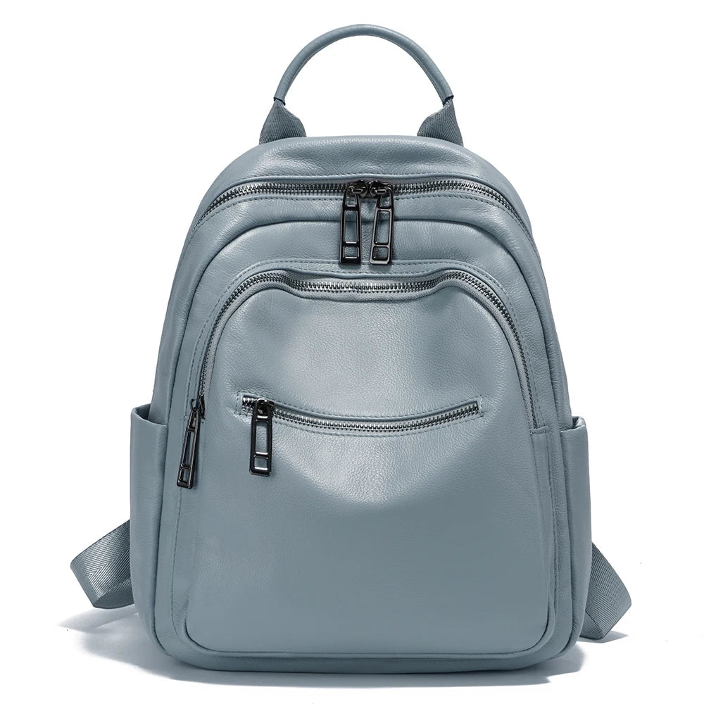 Zency Genuine Leather Backpack For Women Large Capacity Travel Rucksack