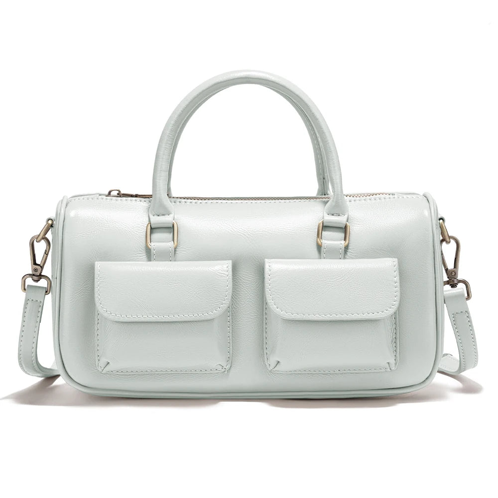 Zency Cowhide Leather Designer Handbag Women Shoulder Bag Multi-functional Crossbody Bags