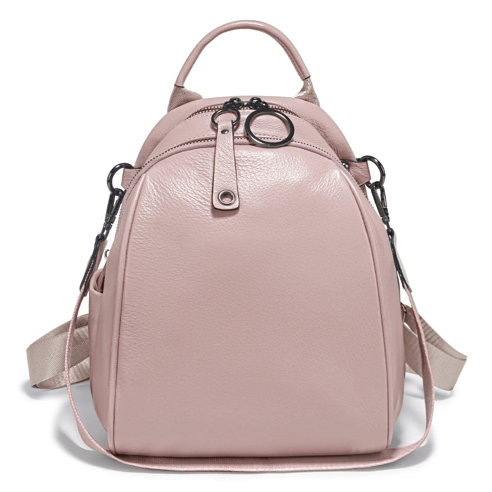 Zency Women's Soft Genuine Leather Travel Backpack Large Convertible Knapsack Multi-compartment