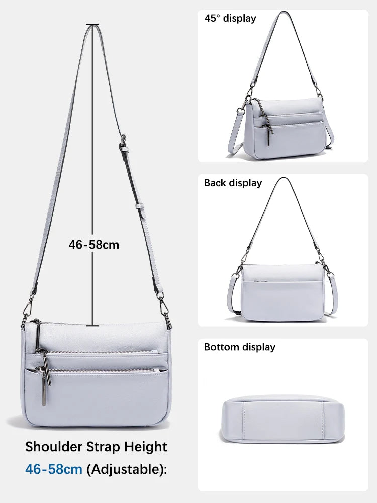 Zency Simple Handbag for Women Genuine Leather Crossbody Designer