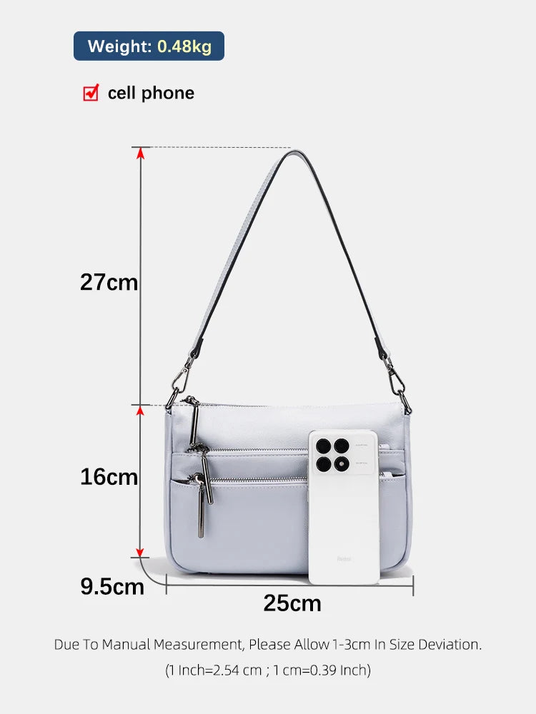 Zency Simple Handbag for Women Genuine Leather Crossbody Designer