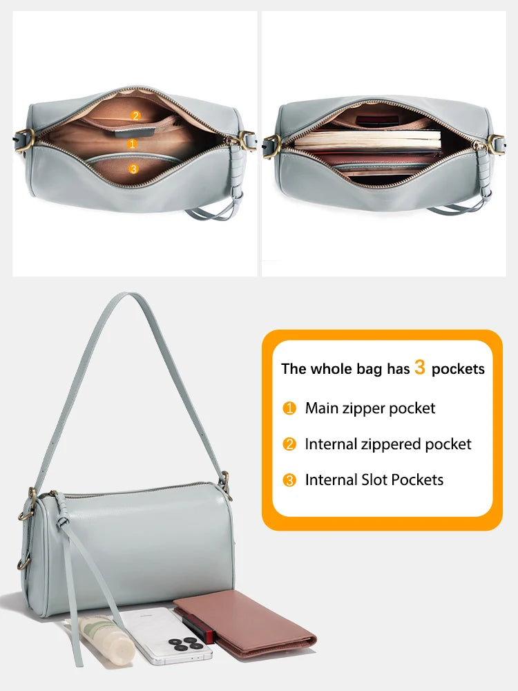 Zency Women's Genuine Leather Crossbody Bag High Quality Cowhide Leather Shoulder Bags
