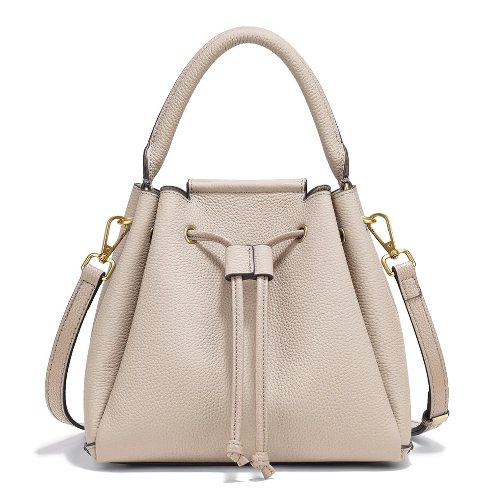 Zency Women's Genuine Leather Top-Handle Bag Fashion Designer Bags Bucket Bag