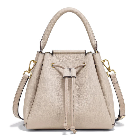 Zency Women's Genuine Leather Top-Handle Bag Fashion Designer Bags Bucket Bag
