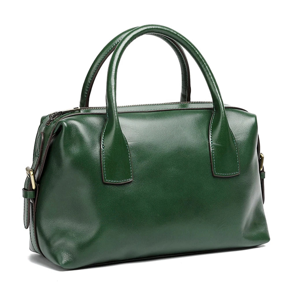 Zency Vintage Genuine Leather Top-handle Bag For Women Shoulder Handbag Crossbody