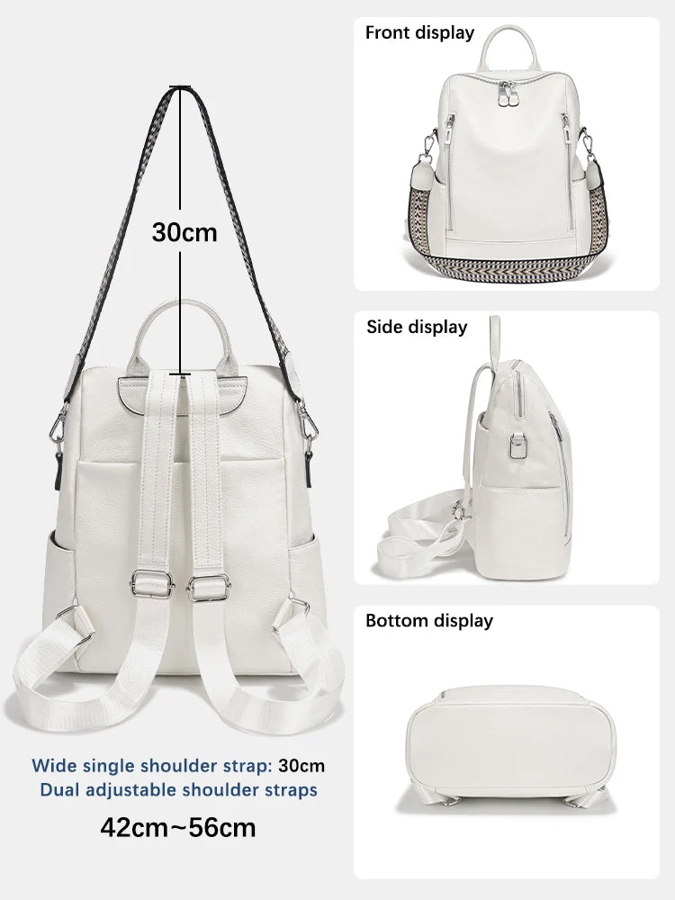 Zency Fashion Genuine Leather Backpack Convertible Shoulder Bag for Fall Winter