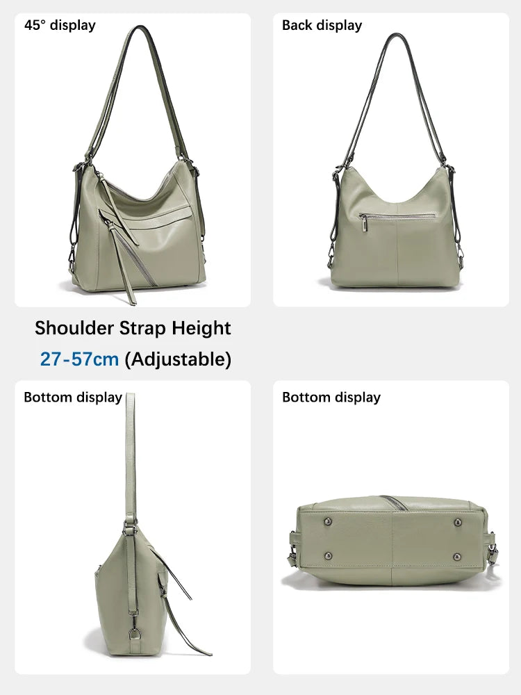 Zency Fashion Women Shoulder Bag Genuine Leather Large Handbag Backpacks Transformer Bag