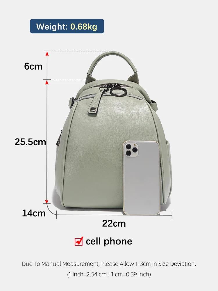 Zency Women's Soft Genuine Leather Travel Backpack Large Convertible Knapsack Multi-compartment