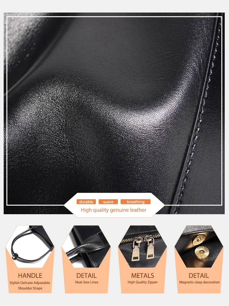 Zency Women's Genuine Leather A4 Shoulder Bags Large Capacity Handbag 2026 Fashion