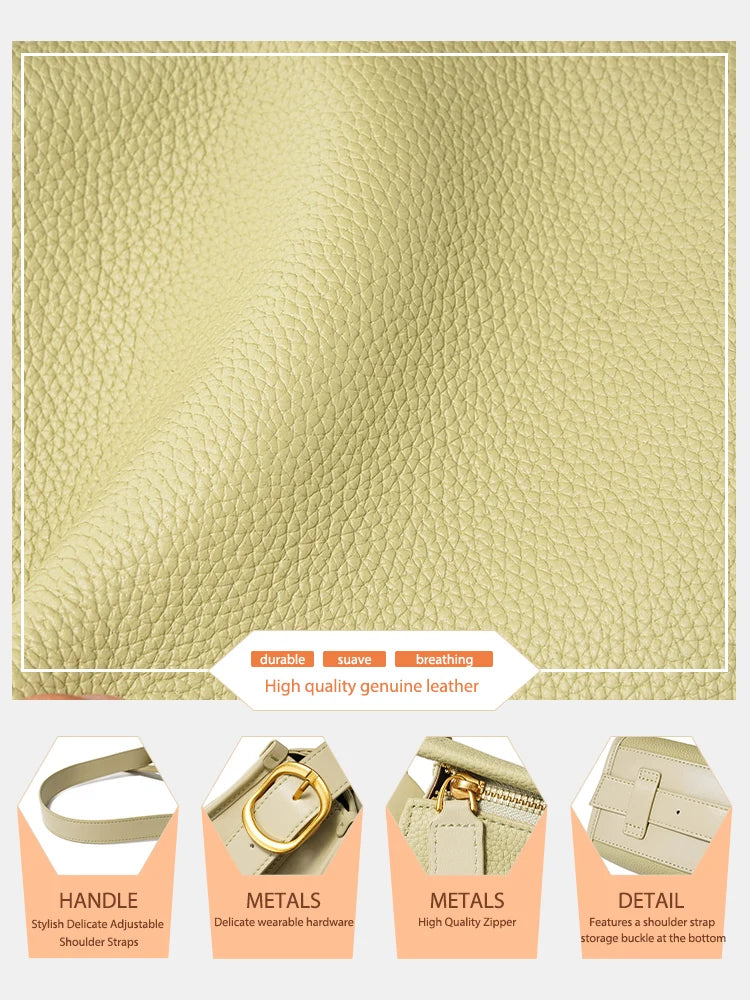 Zency Women Shoulder Bag Genuine Leather Large Minimalism  Bags for summer