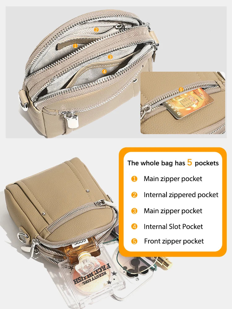 Zency Small Women's Shoulder Bag Leather for Phone Lightweight