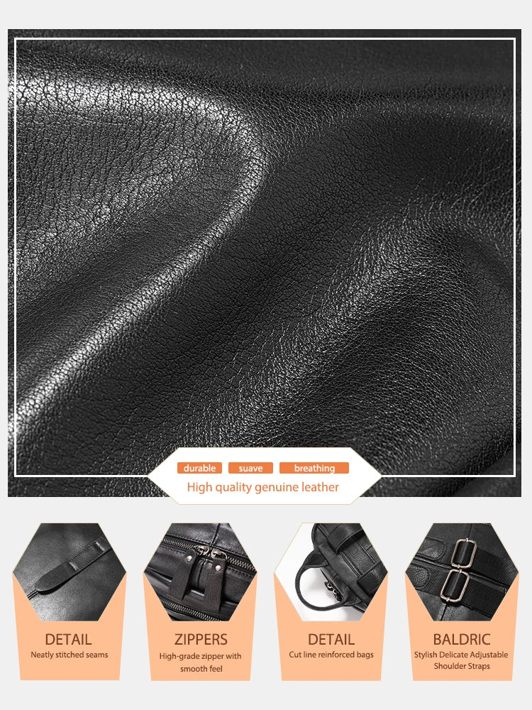 Zency Women's Genuine Leather Backpack Large Capacity for Commuter Travel Work