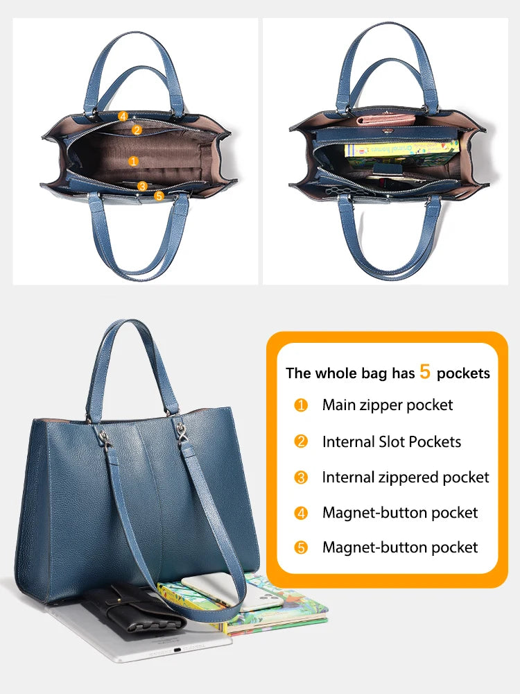 Zency Women Large Tote Bag Genuine Leather Shoulder Bag