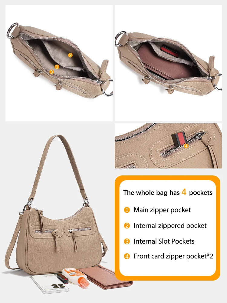 Zency Genuine Leather Shoulder Crossbody Bag for Women