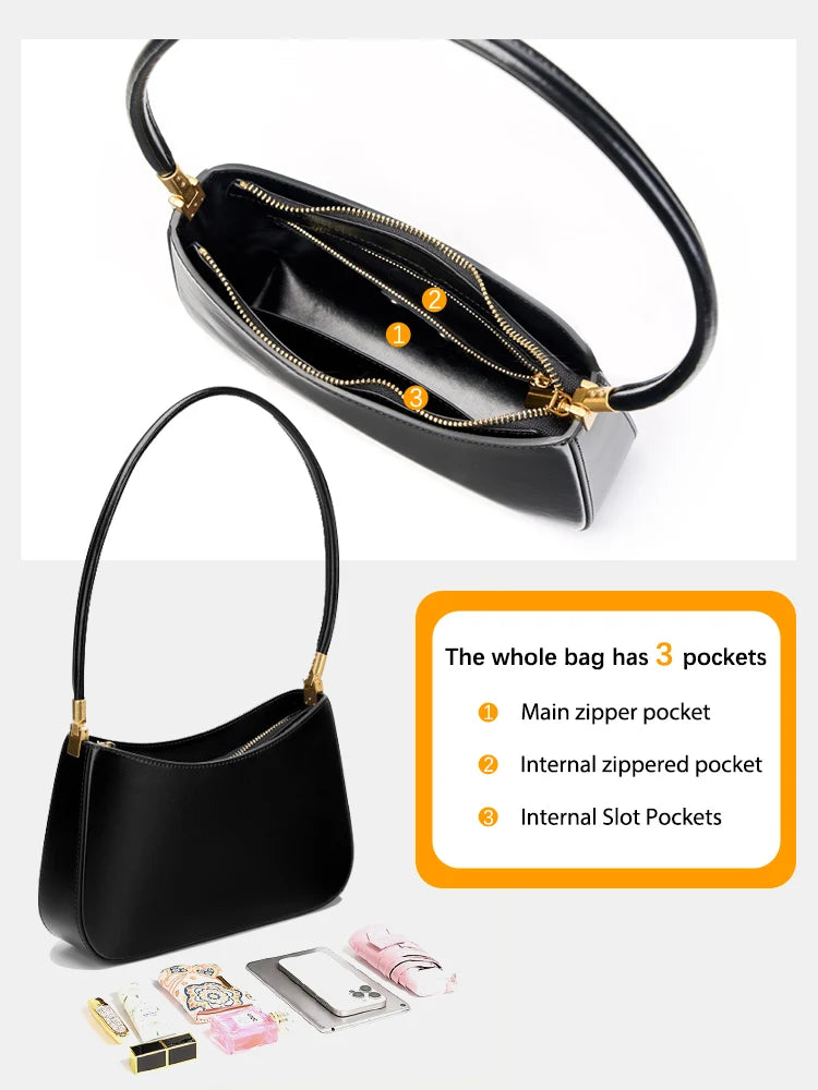 Zency French High-End Leather Underarm Bag Red Shoulder Handbag for Women for Lovers Girlfriend