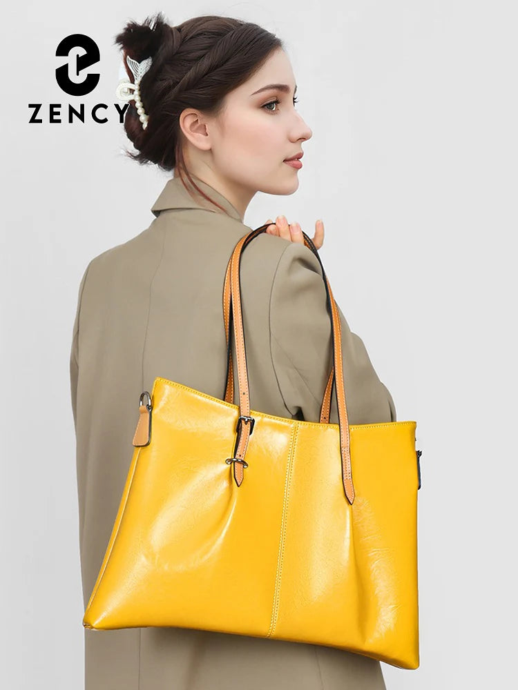 Zency Women's Tote Handbags Genuine Leather For Work Shopping Dating