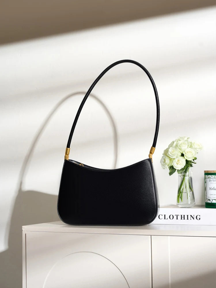 Zency French High-End Leather Underarm Bag Red Shoulder Handbag for Women for Lovers Girlfriend