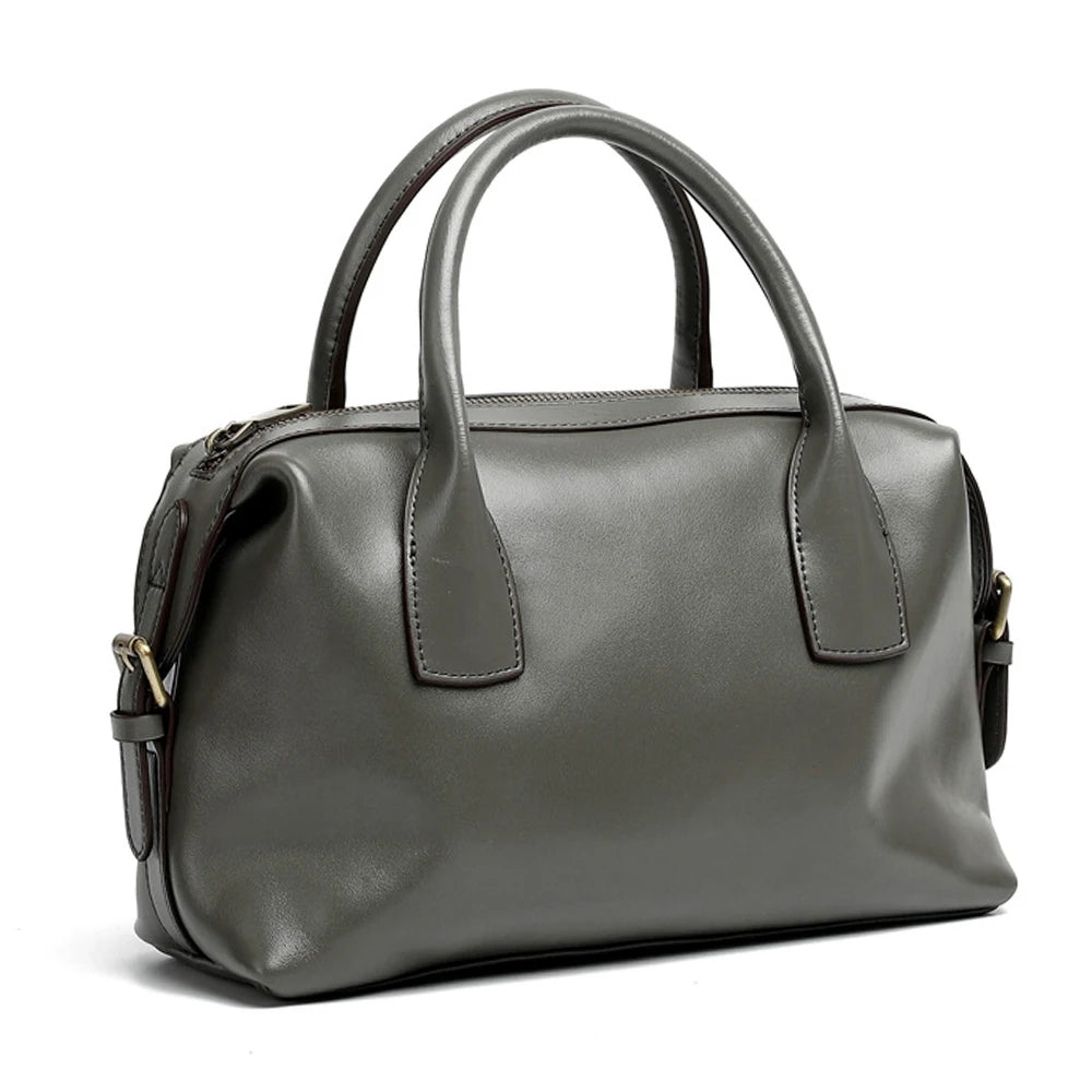Zency Vintage Genuine Leather Top-handle Bag For Women Shoulder Handbag Crossbody