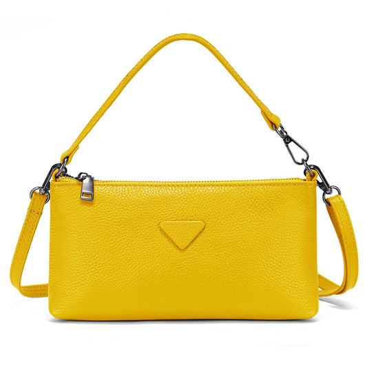Zency Genuine Leather Cowhide Handbag Solid Color Shoulder Bag for Women