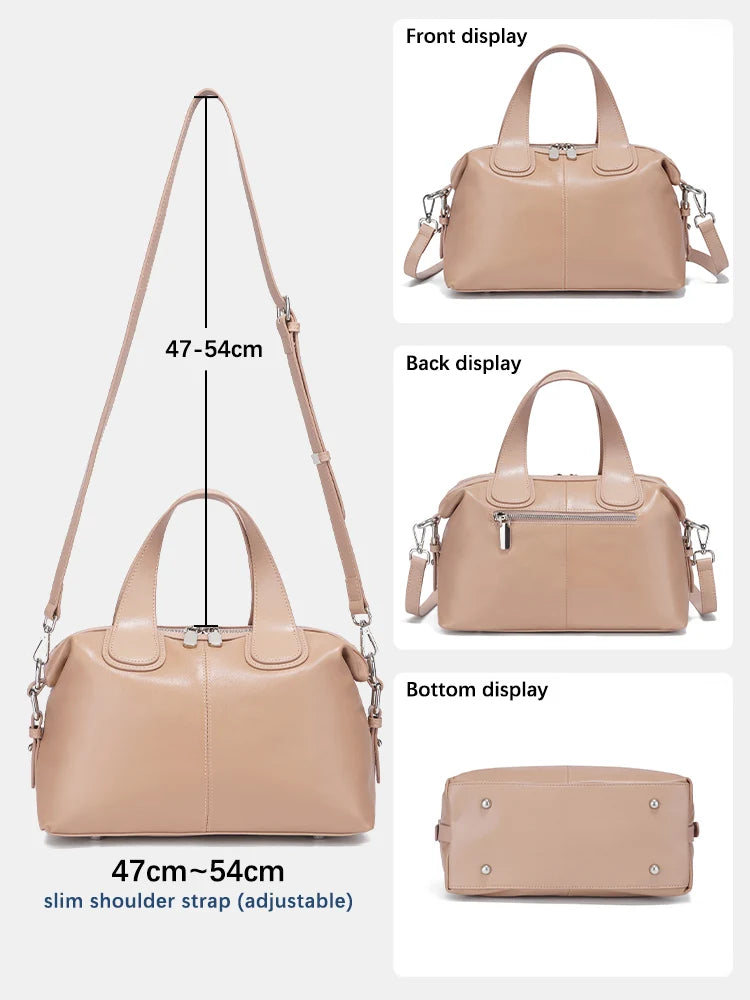 Zency Genuine Leather Top-handle Bag For Women Stylish Boston Bag