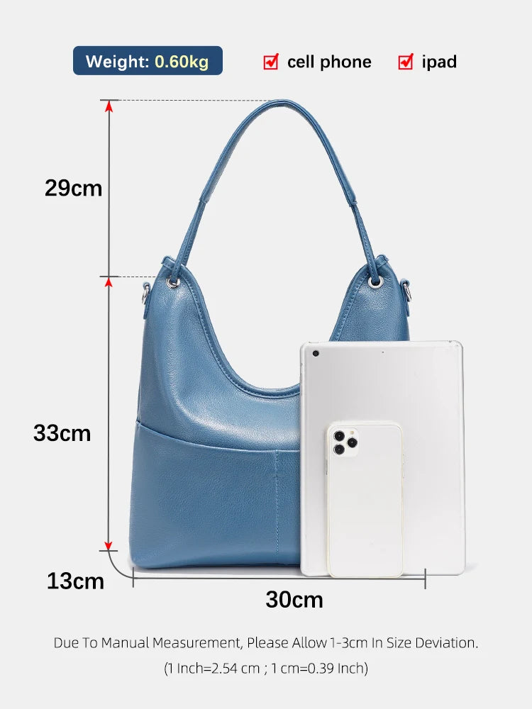 Zency Leather Women's Hobo Bag Large Capacity Shopper Bag Shoulder Tote for Wife Mom