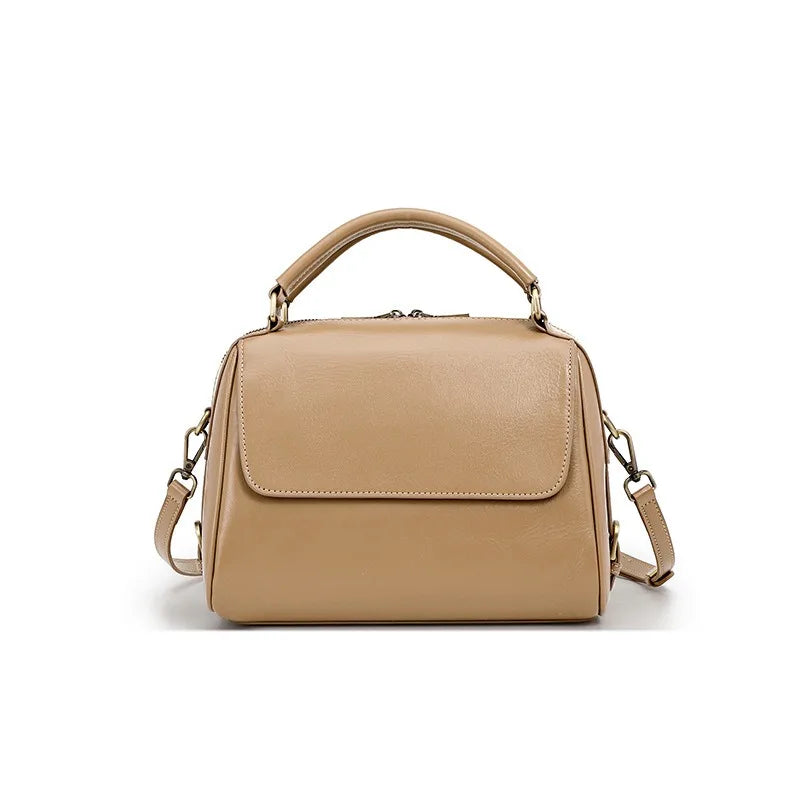 Zency Genuine Leather Women's Handbag Designer Crossbody Wide Strap Large Capacity Shoulder Bag