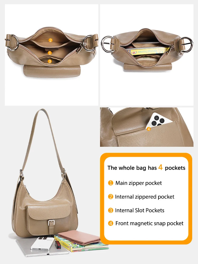 Zency Women Shoulder Bag 100% Genuine Leather Large Handbag