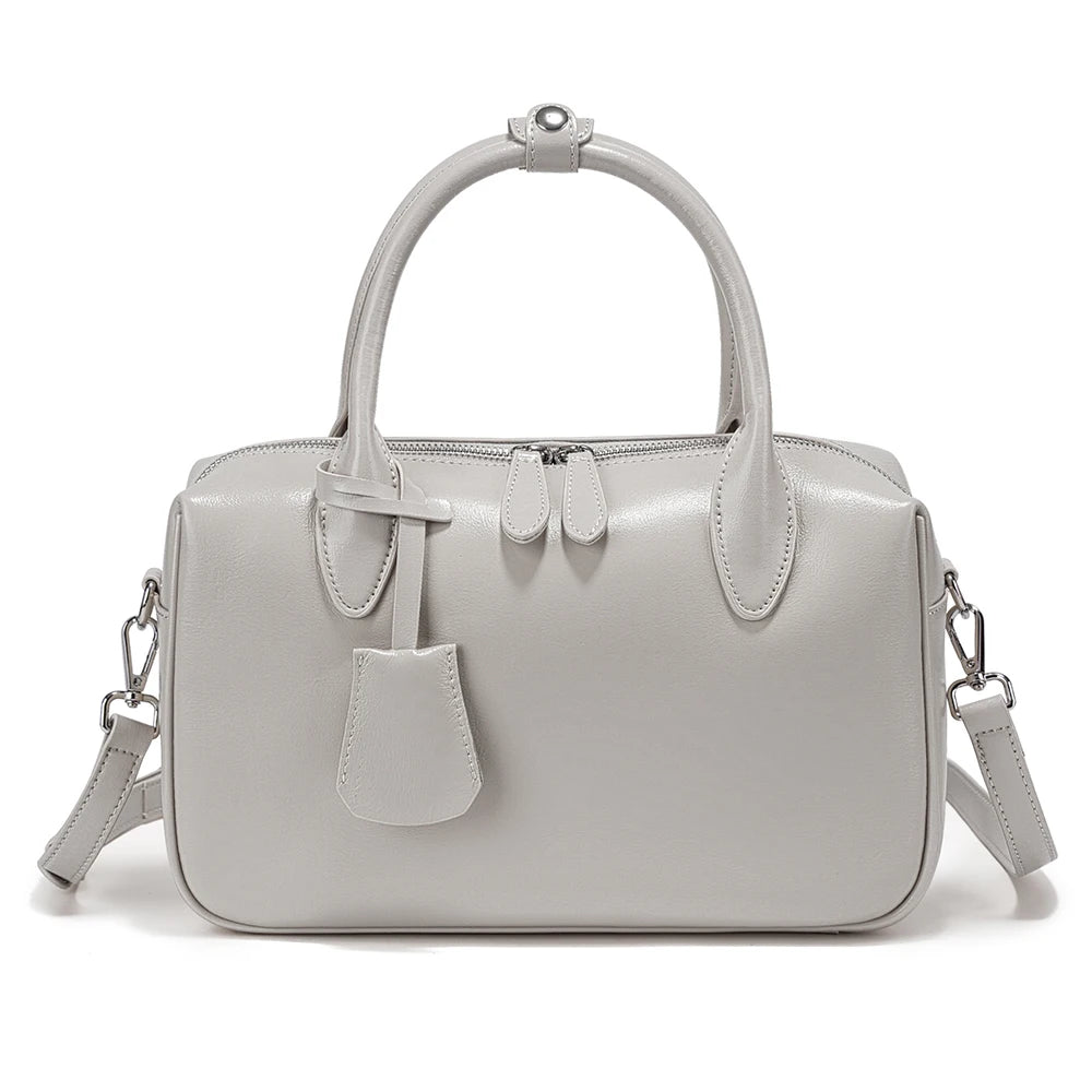 Zency Genuine Leather Vintage Designer Handbag For Women Large Capacity Shoulder Bag