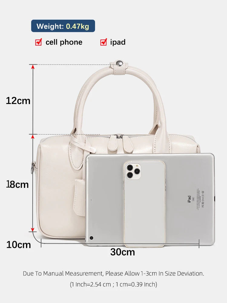 Zency Genuine Leather Vintage Designer Handbag For Women Large Capacity Shoulder Bag