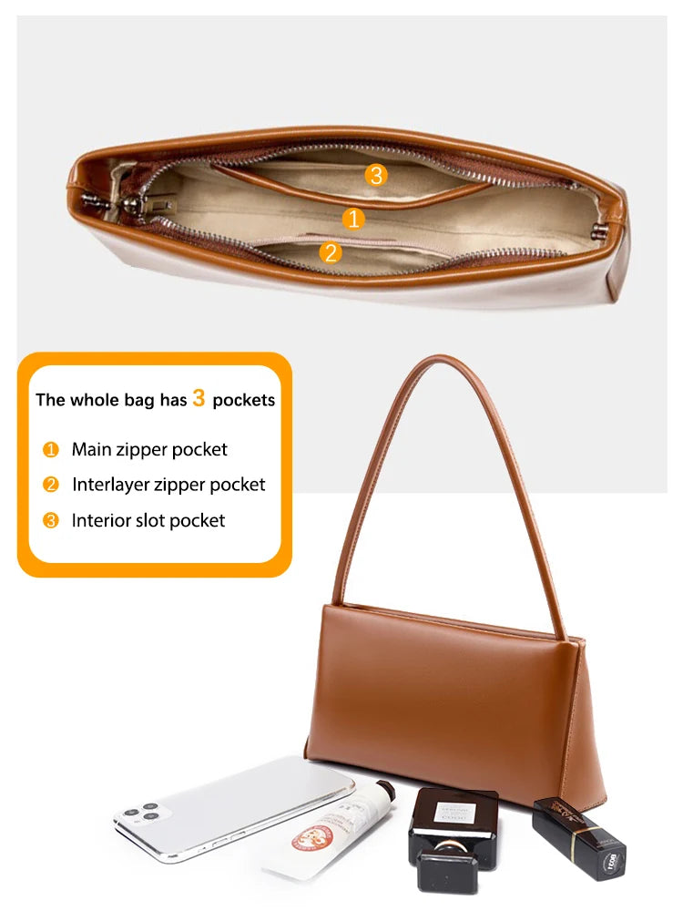Zency Designer Handbag Fashion Women Leather High Sense Shoulder Bag Ladies Underarm Bag