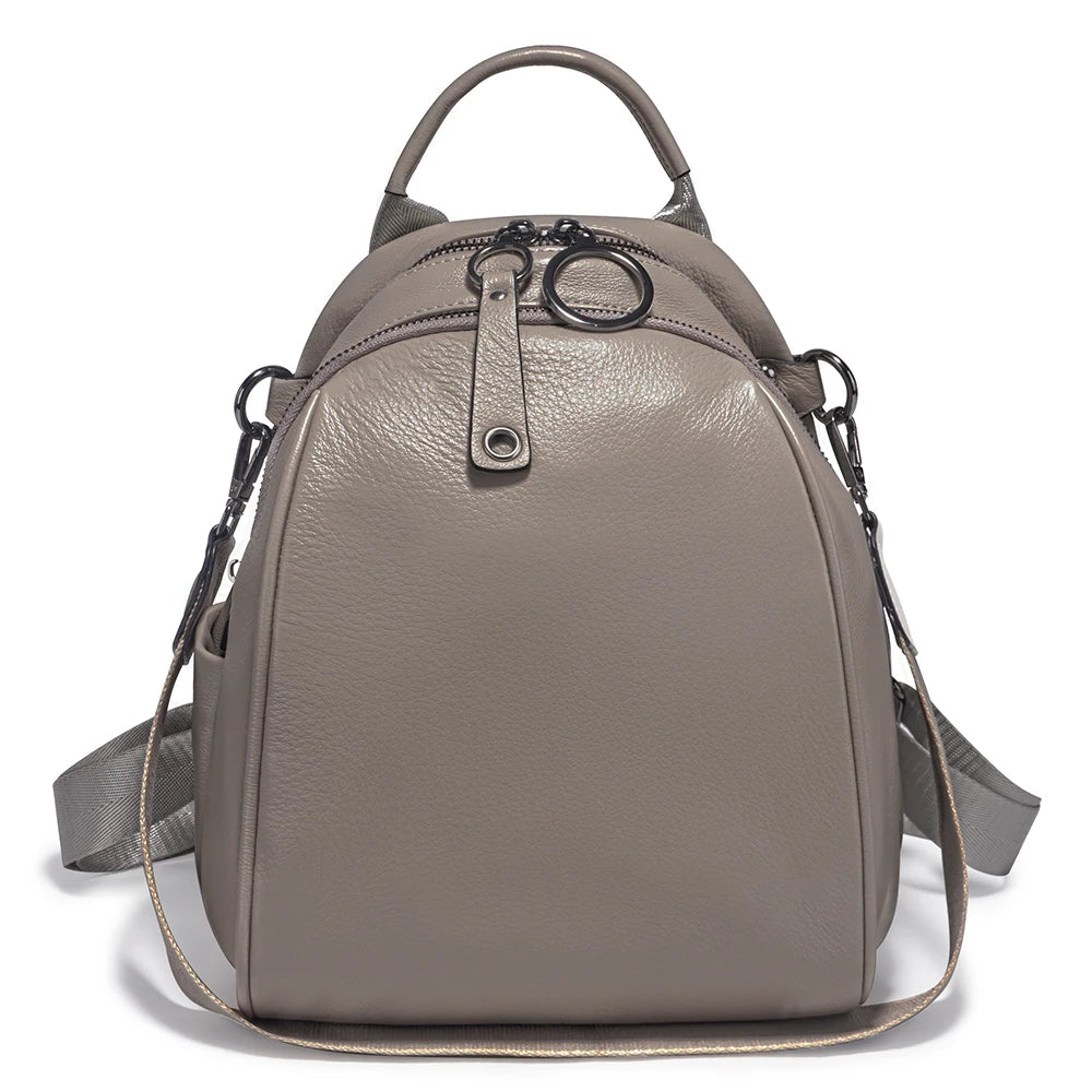 Zency Women's Soft Genuine Leather Travel Backpack Large Convertible Knapsack Multi-compartment